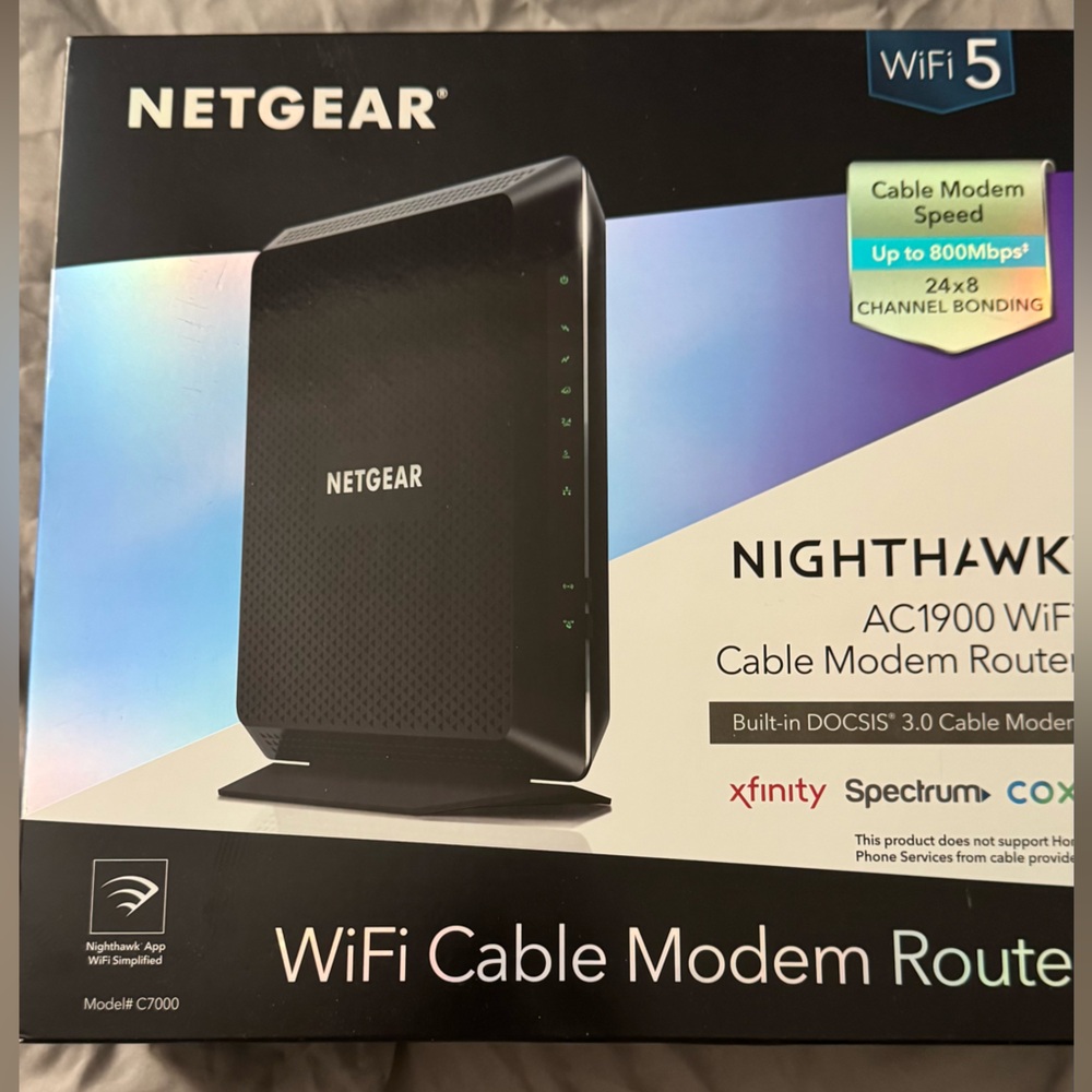 NETGEAR Nighthawk Black Modem Router Combo NIB